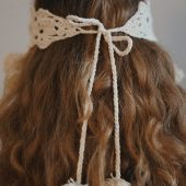 Handmade Cotton Crochet Headband: Beige Boho Lace Headpiece With Pompoms