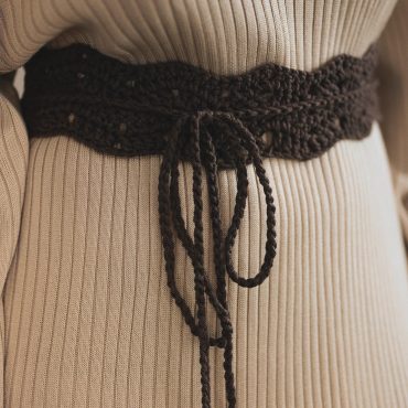 Hand Crochet Cotton Tie Belt: Bohemian Brown Waistband With Tassels