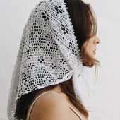 Hand-crocheted Cotton Lace Headwrap: Milky White Triangle Scarf