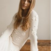 Handmade White Crochet Long Dress With Flowers, Boho Wedding Dress