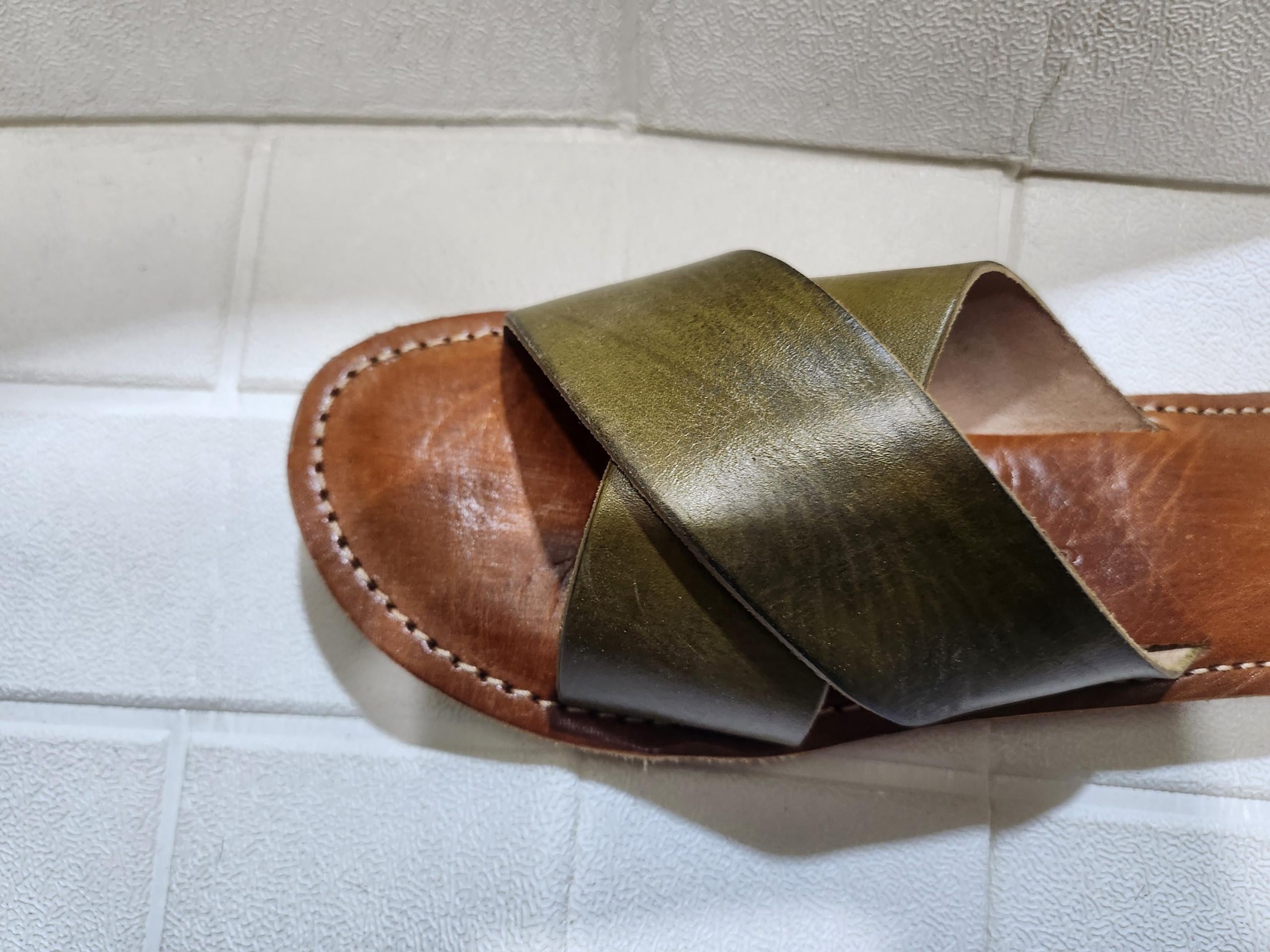 Handmade Moroccan Leather Sandals For Women – Green Slip On Summer Sandals – Beach Shoes – Leather Sandal Women – Women Summer Shoes