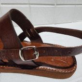 Moroccan Men’s Leather Sandals – Handmade Brown Buckle Sandals With Triple Strap, Comfortable Rubber Sole, Traditional Moroccan Summer Shoes