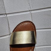 Gold Leather Moroccan Sandals – Handmade Summer Shoes For Women – Crisscross Flat Sandals With Ankle Strap – Boho Chic Comfy Slides –