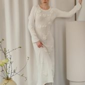Handmade White Crochet Long Dress With Flowers, Boho Wedding Dress