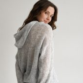 Hand Knitted Mohair Hoodie: Gray Slouchy Knitwear