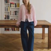 Handmade Mohair Blue Knit Cardigan: Cozy Lightweight Sweater